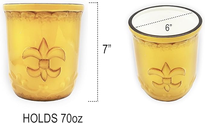 ACK Utensil Holder, Utensil Crock, Modern Kitchen Decor, Kitchen Storage (Fleur De Lis Yellow)