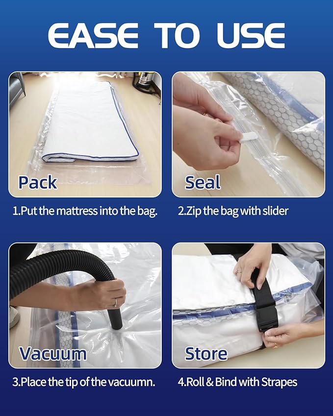 Twin/Twin XL Foam Mattress Vacuum Bag for Moving,9-Layer Heavy Duty Mattress Bags for Moving & Storage, Leakproof Vacuum Seal Bags for Clothing with Straps