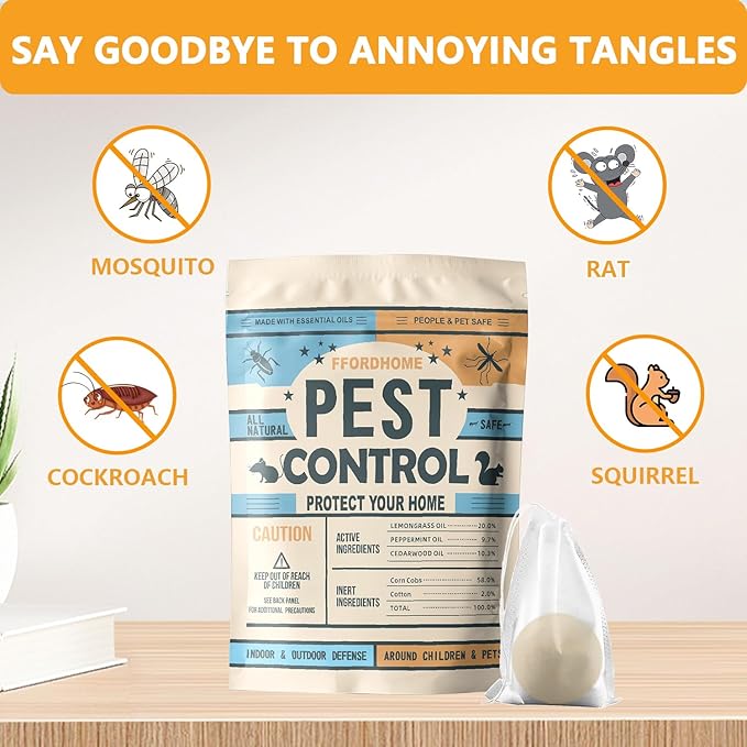 Pest Repellent , Moth Balls for Outdoor use, Keep Pest Away Repel Mice and Rats, Roach, Ant, Spider, Mosquito & Moth(8BALLS)