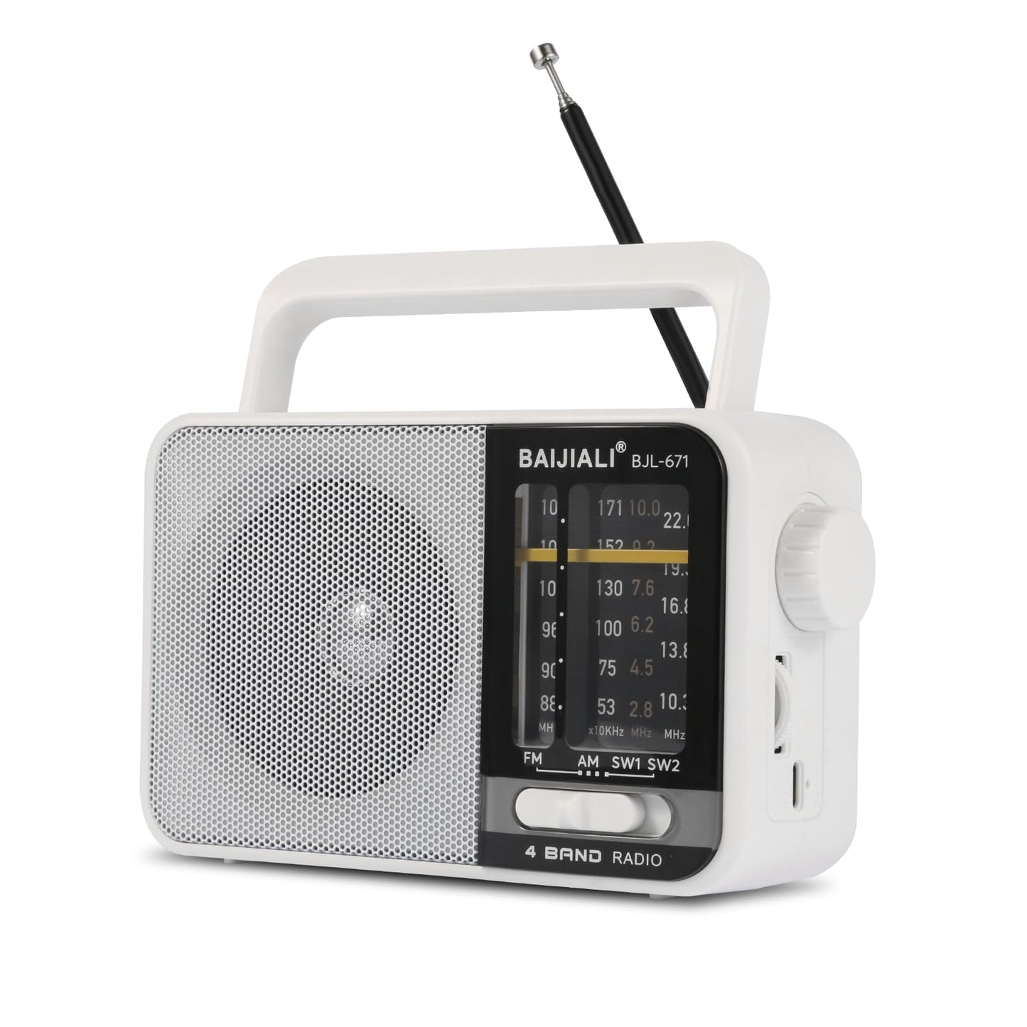 BAIJIALI AM FM SW Portable Radio - Dual Power (Battery/USB) Emergency Receiver with Loudspeaker, Transistor Design for Indoor/Ou