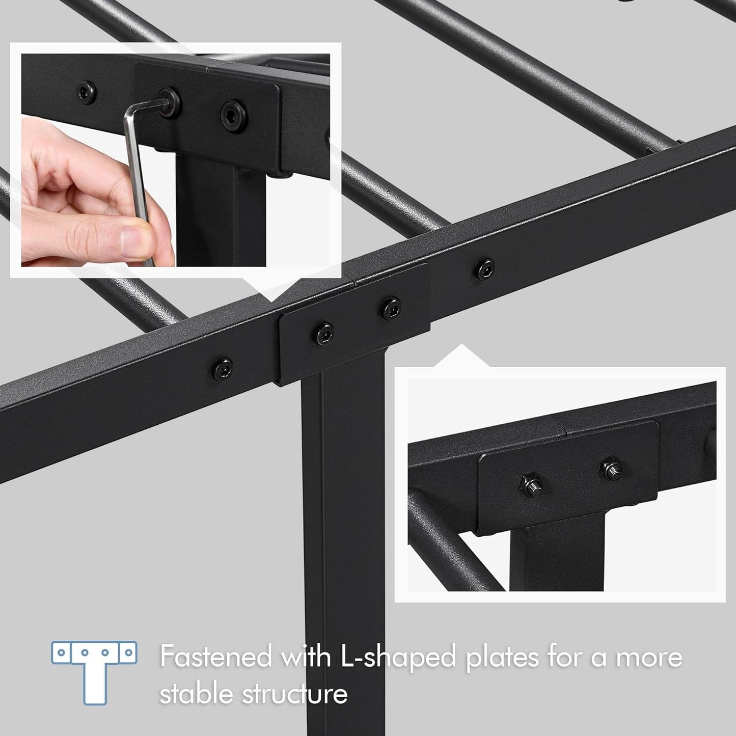 Yaheetech Metal Queen Platform Bed Frames Mattress Foundation with Storage/Curved Design Headboard/NO Box Spring Needed/Heavy-Duty Support/Easy Assembly, Queen, Black