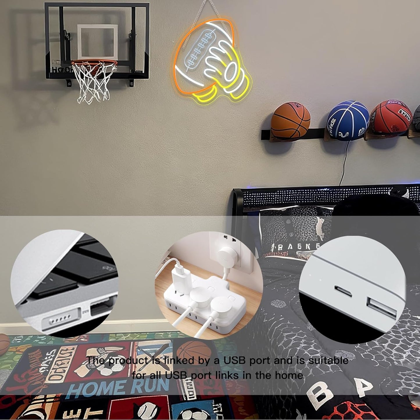 WLHOPE Football Neon Sign Rugby Neon Signs for Wall Decor Football-Shaped Led Lights for Bar Sports Theme Party Rugby Game Room Bedroom Dorm Decoration Gifts for Teens Football Gifts