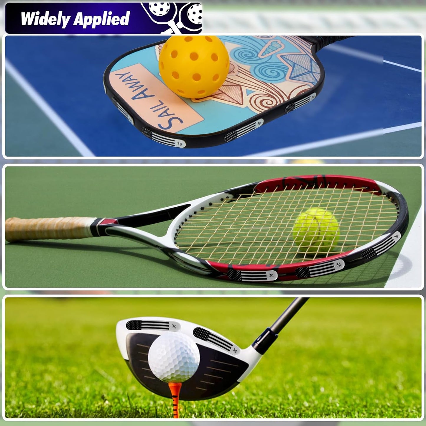 20pcs Pickleball Lead Tape - 3M Adhesive Lead Tape for Pickleball Paddles with Storage Box, Weighted 3g Adhesive Strips for Golf Clubs Tennis Racket Increase Control & Power