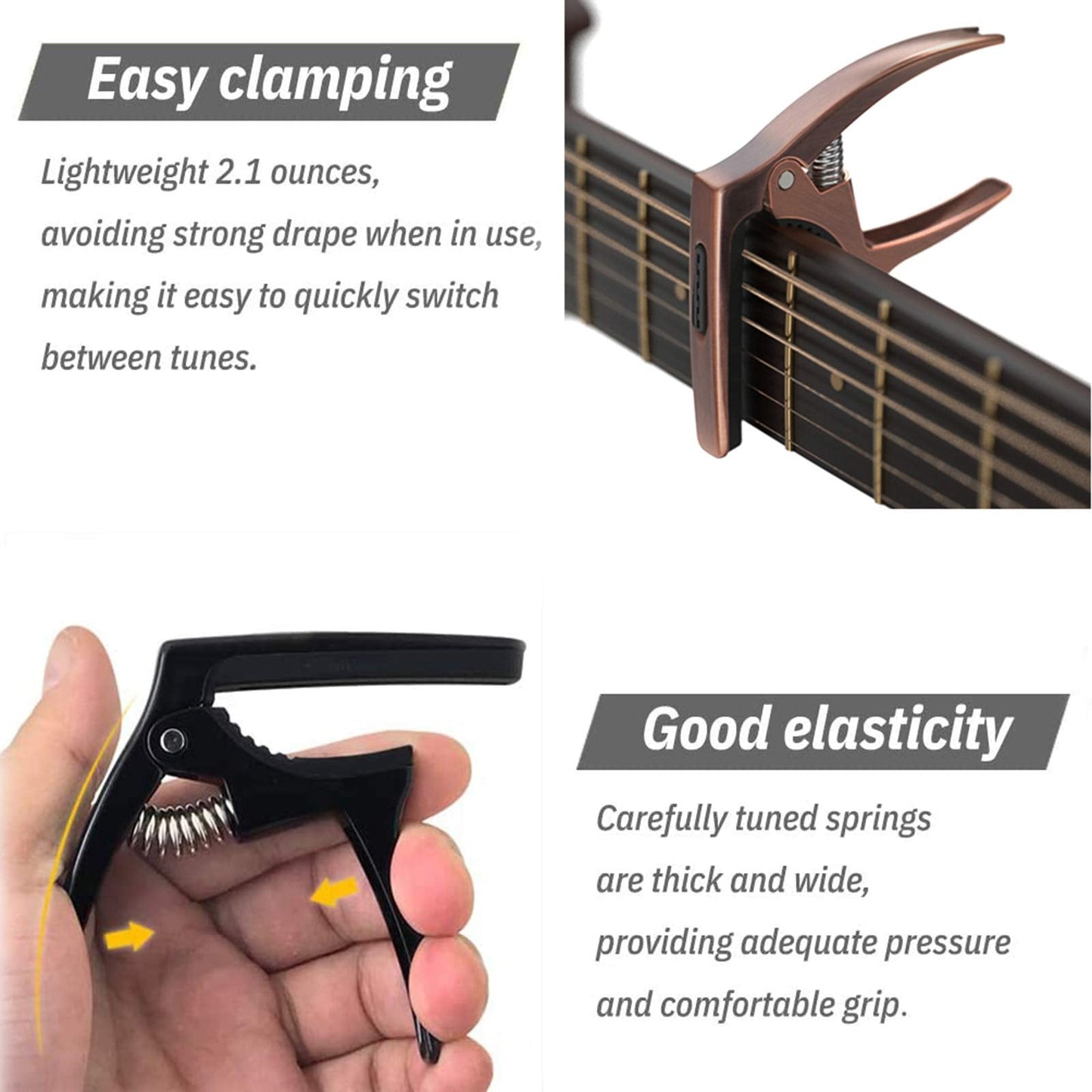 Tanmus 3In1 Guitar Capo For Acoustic And Electric Guitars,2 Pack(With Pick Holder And 6Picks),Ukulele,Strings Accessories
