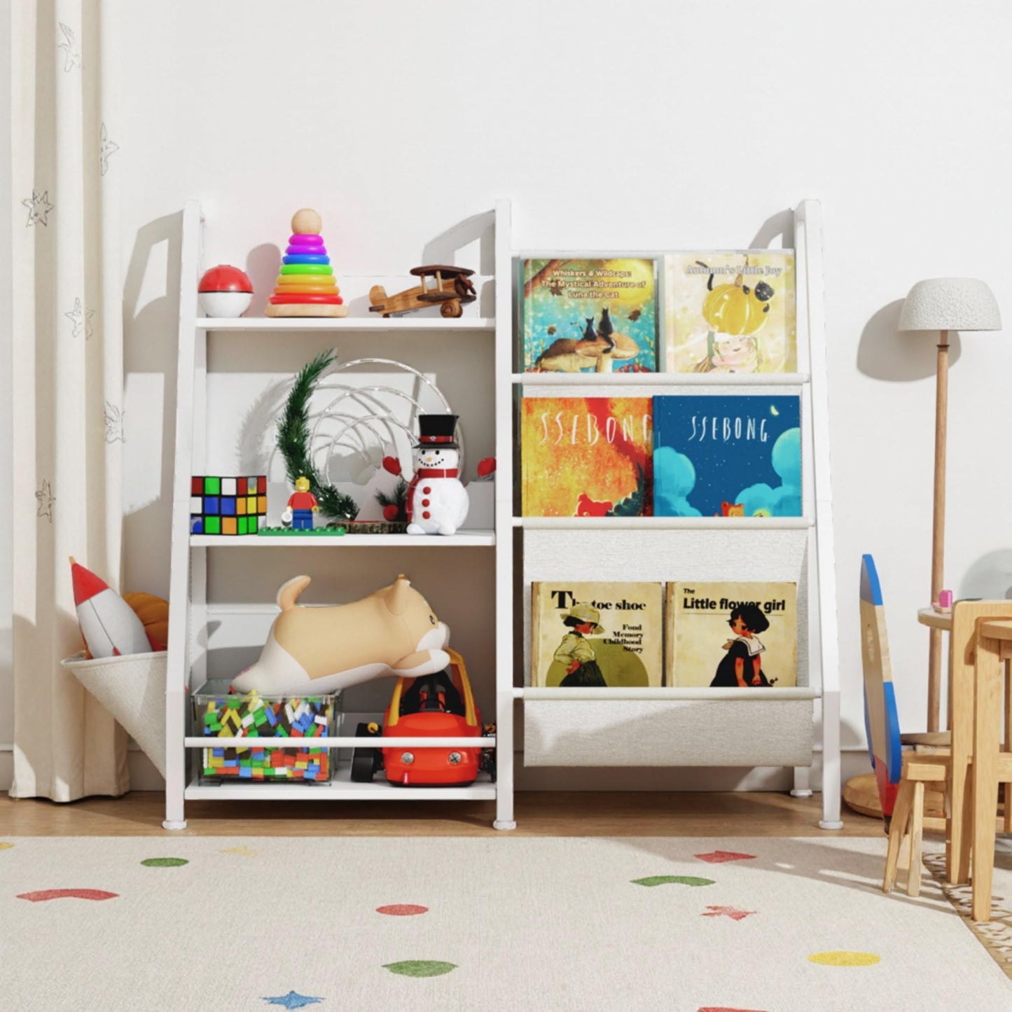Trygoal 3-Tier Bookshelf, Multi-Layer Open Storage Rack, Toy and Book Storage Rack with Deep Pockets, Bookshelf Organizer Display Furniture for Bedroom, Playroom, Nursery and Classroom, White