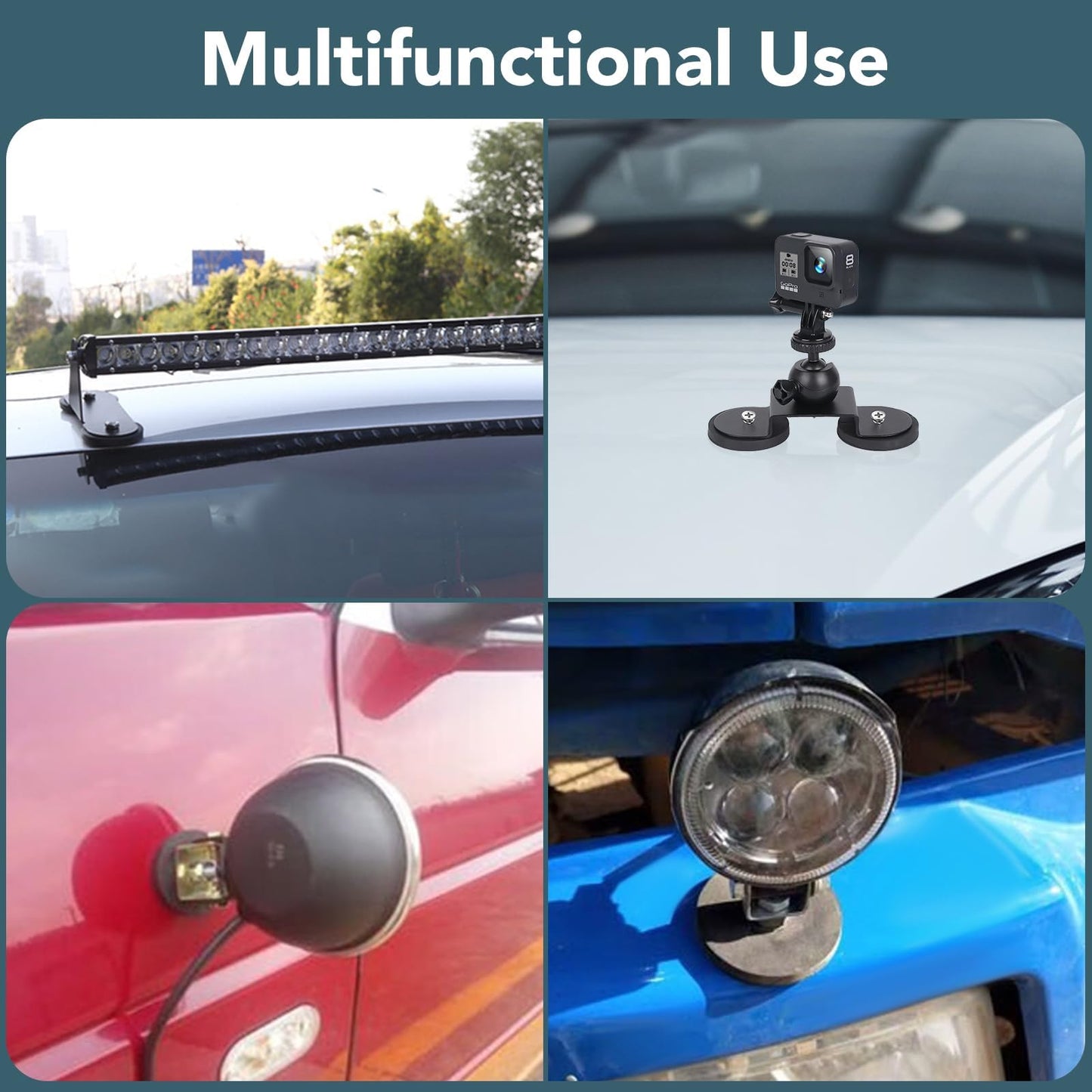 DIYMAG 1/4 inch Rubber Coated Anti-Scratch Mounting Magnet for Camera, Adhesive Power 120LBS 12Pcks Magnets Based with Strong Magnetic License Plate Hold for Light Bar, Mirror, Camera,PTZ