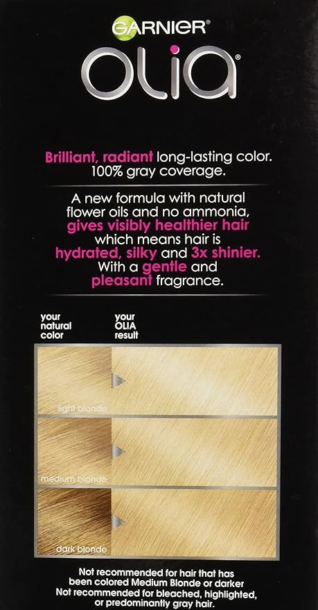 Garnier Hair Color Olia Ammonia-Free Brilliant Color Oil-Rich Permanent Hair Dye, 9 1/2.1 Lightest Ash Blonde, 1 Count (Packaging May Vary) (Pack of 2)