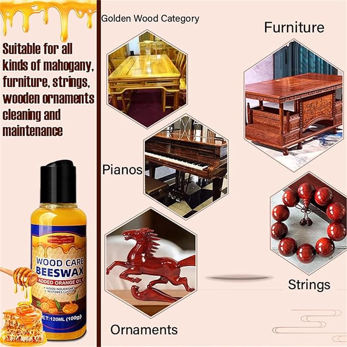 Natural Beeswax Orange Oil Wood Conditioner, Wood Polish Care Beeswax, Bees Wax Spray Furniture Polish, Natural Orange Oil Conditioner Spray for Floors (3)