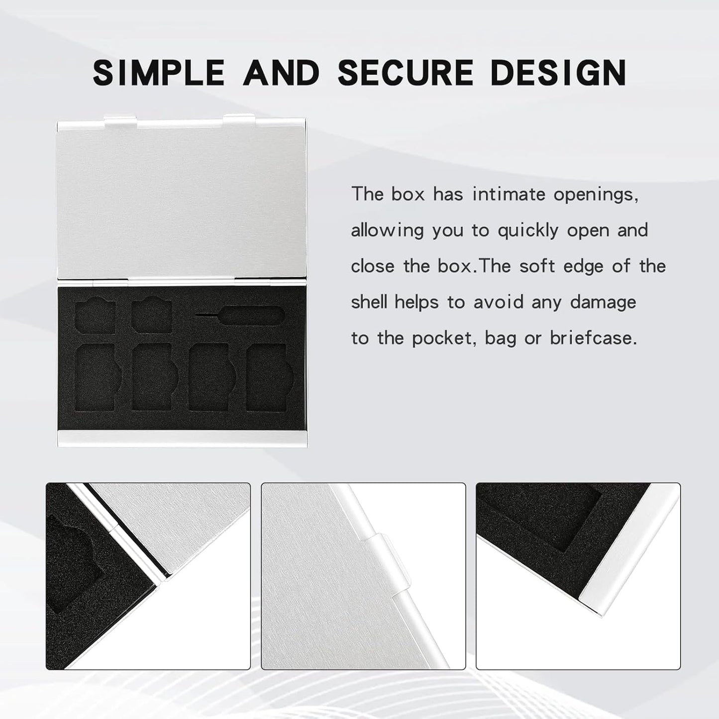 Aluminum SIM Card Case, 19Slots Ultrathin SIM Card Holder, Fit for 4 SIM Card, 14 Micro sim Card and 1 Cell Phone Eject Pin Slots, Silver