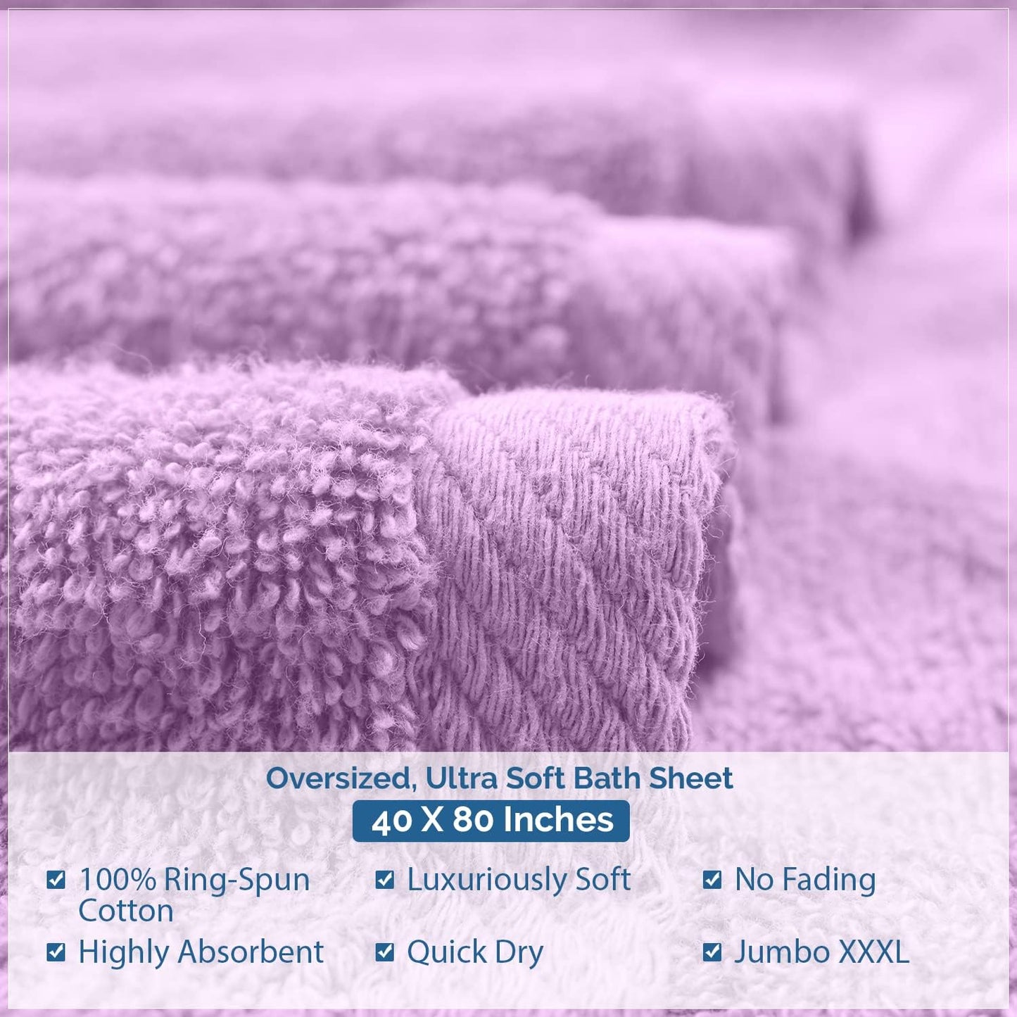 DAN RIVER Pack of 1 Bath Sheet 40x80 Inches, XL Towels Oversized for Adults, Fluffy and Soft Plush Towels - Lavender