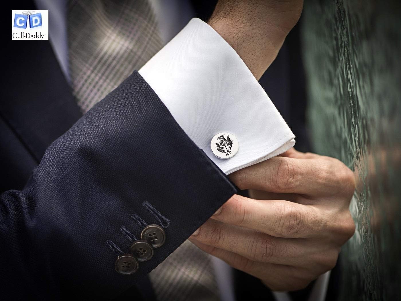 Cuff-Daddy Men's Rose Gold Blue Crystal Cufflinks and Studs Tuxedo Shirt Formal Set with Jewelry Presentation Box Storage Travel Special Occasions