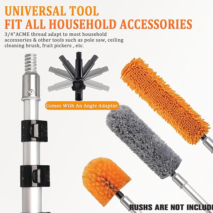 26FT Reach Telescoping Extension Pole, 4-18FT Multi-Purpose Extendable Pole with Universal Twist-on Metal Tip, Lightweight Sturdy Aluminum Paint Roller Extension Pole for Dusting Painting Cleaning