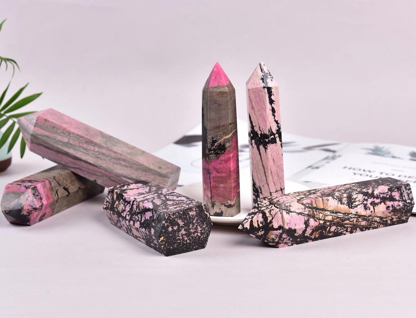 Rhodonite Stone Tower Obelisk Healing Crystal Stone Wand Natural Reiki Meditation Gifts 1.7-2.2 LBS