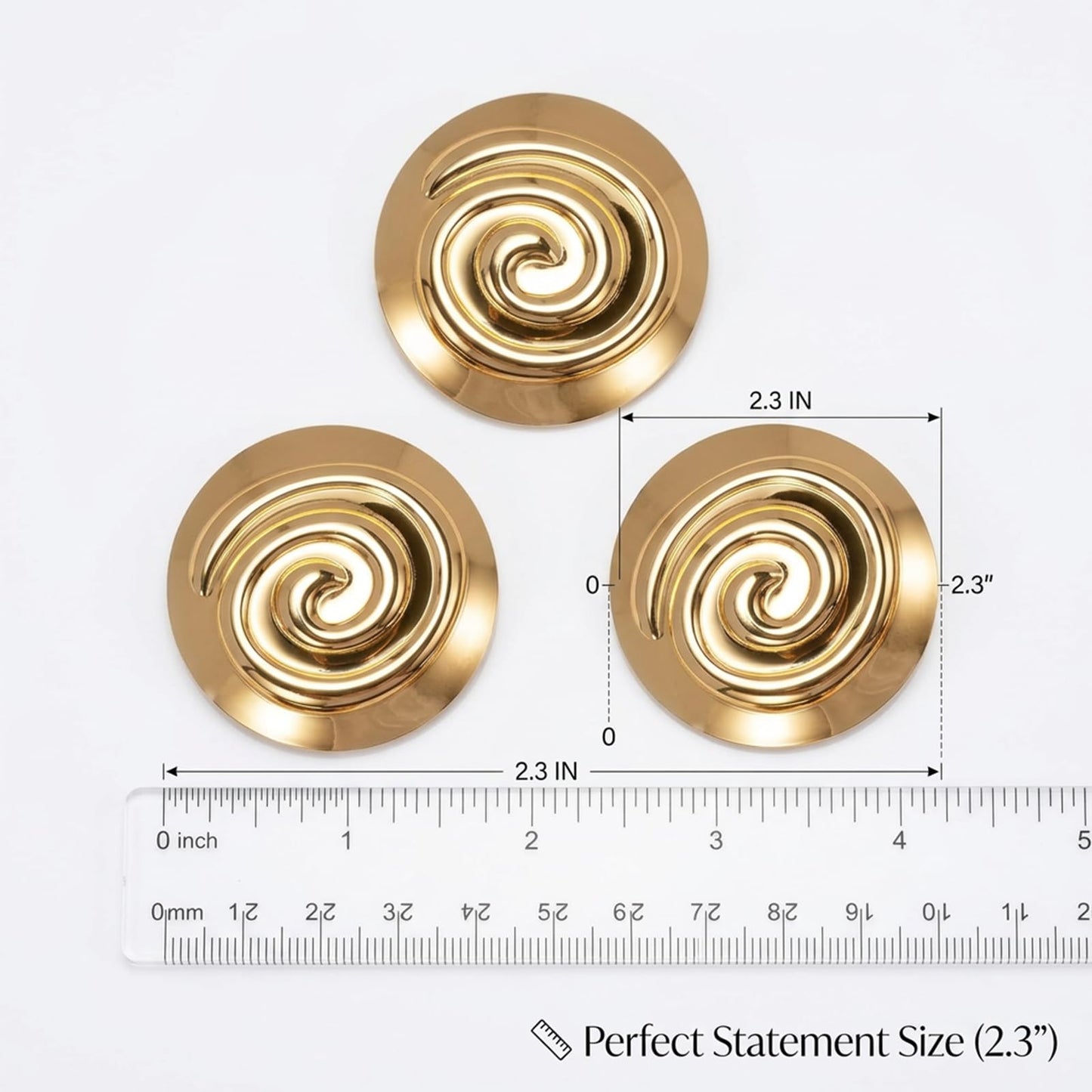 3 Pcs Greek Goddess Costume Brooch Pins Set - Golden Spiral Princess Dress Up Accessories for Women, Roman Toga Party Jewelry & Halloween Cosplay Supplies 2.3 Inch