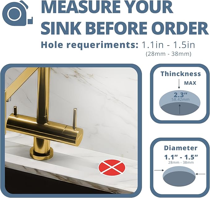 SBEN Built-in Kitchen Sink Soap Dispenser – Stainless Steel Pump, 17 oz Bottle and Extension Tube Kit 47", Upgraded Metal Check Valve, Countertop Hand Soap & Lotion Dispenser (Gold Brushed)