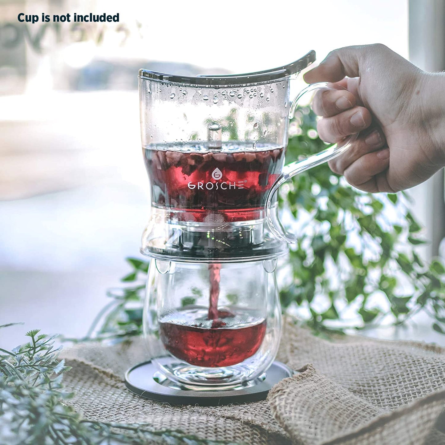 GROSCHE Aberdeen Tea Infuser Teapot & Smart Tea Maker - BPA-Free, Drip-Free Design | Coaster | Easy Brew | Easy Clean Steeper | Loose Leaf Brewing - Stylish Design | 17.7 oz - 525 ml - Black