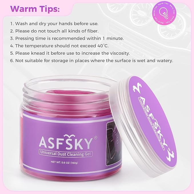 ASFSKY Keyboard Cleaner Universal Cleaning Gel,Slime for Detailing Car Interior Dust Putty Cleaning Goop Cleaner Wipes Swaps for PC Tablet Laptop Keyboards, Cameras,Car Vents, 160g/5.6oz,Rose Red