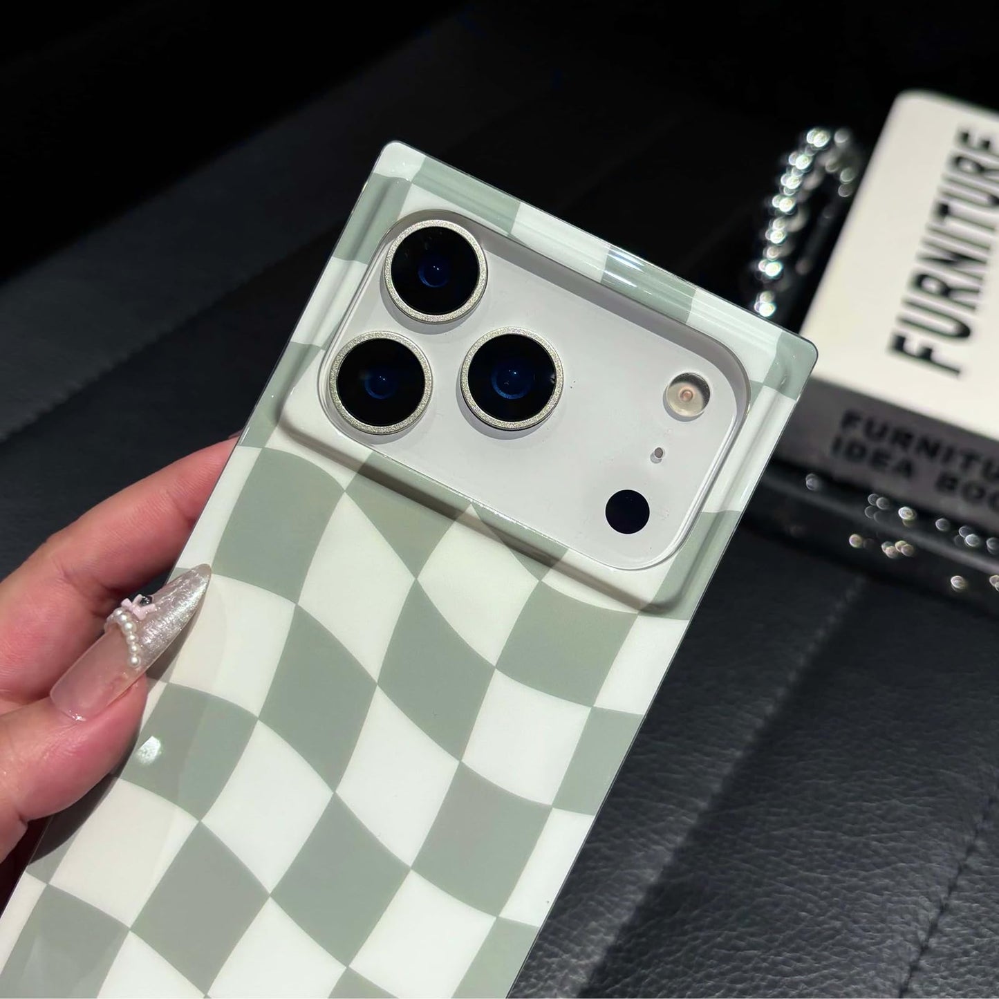 Roymonkey Checkered Magnetic Phone Case For Iphone 13 Pro Max & Iphone 12 Pro Max Compatible With Magsafe - Trendy Rectangular C