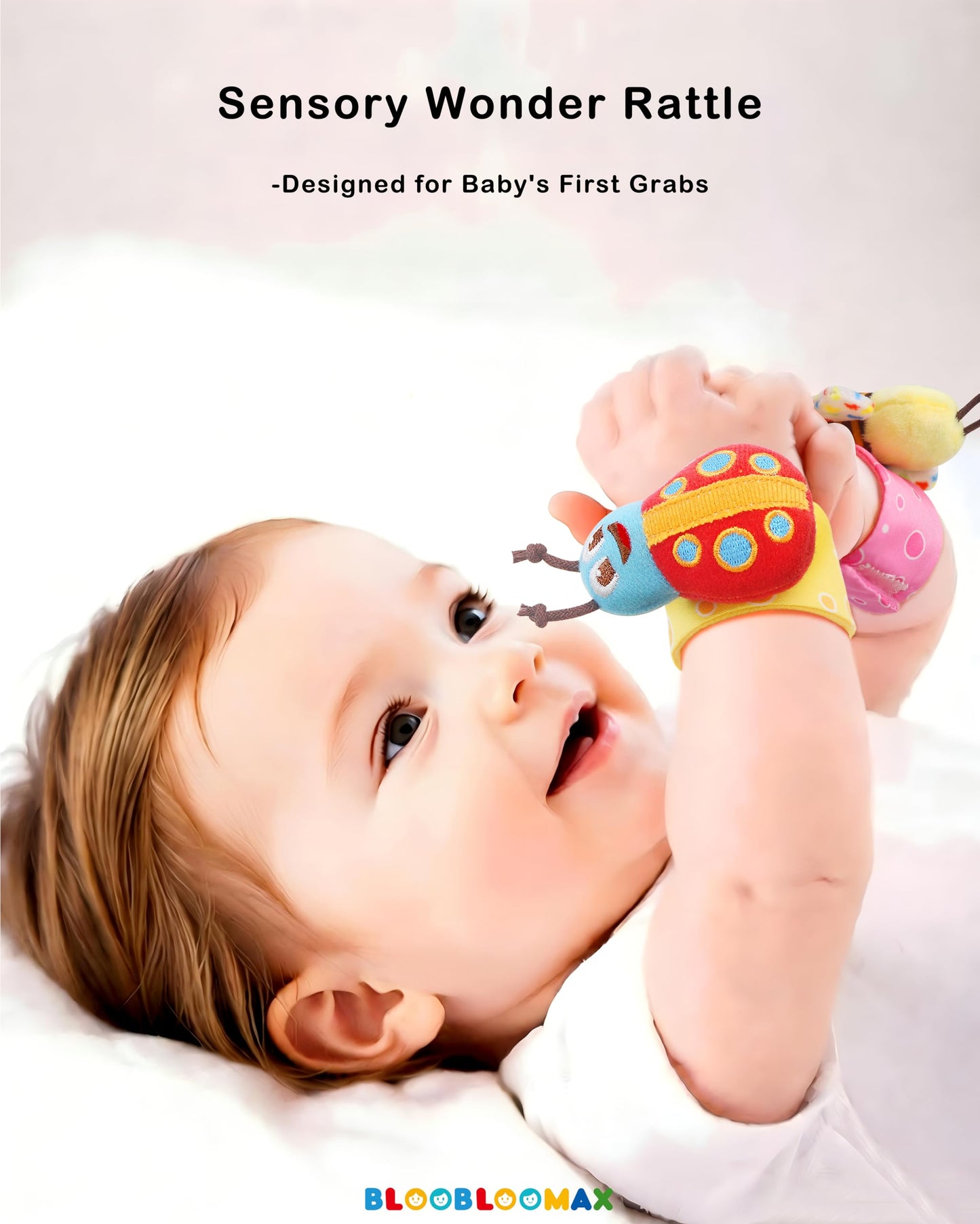 Bloobloomax Baby Soft Hanging Rattle, Wrist Rattle and Hand Foot Rattle Toy, Car Seat Stroller Toys with Plush Animal C-Clip Ring for Infant Babies Boys and Girls 3 6 9 to 12 Months (12PCS-G)