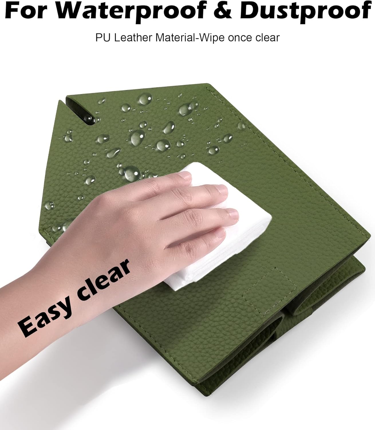 Tissue Box Cover for PU Leather, Modern Simple Solid Color Holder Square Tissue Bag, Ideal for Bathrooms,Office,Car,Nightstand,Outdoor Tent,Dining Table,5"X5"X5", Double Green
