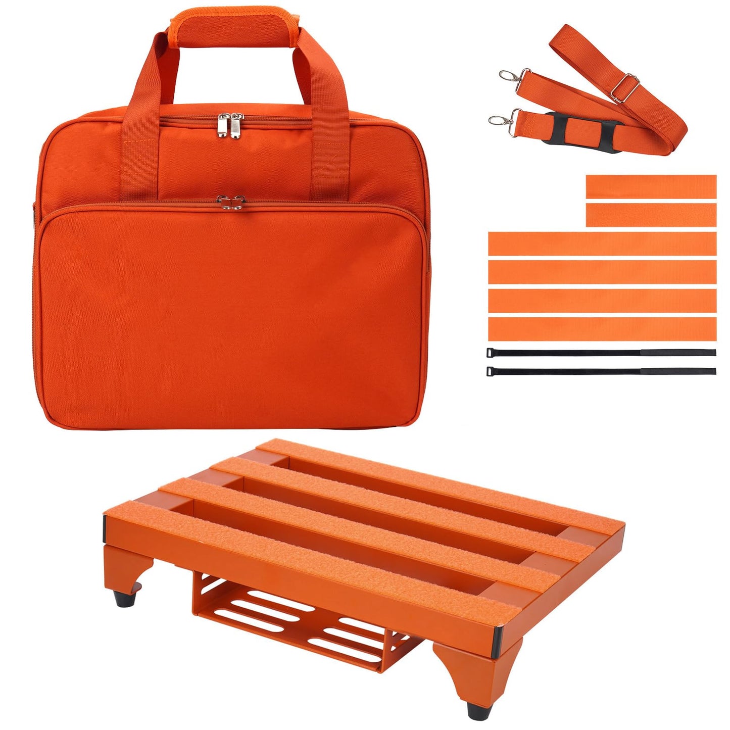 SOYAN 14 x 10.6 Aluminum Alloy Guitar Pedal Board with Power Supply Tray, Carry Bag & Mounting Tapes Included (Orange, APB-14OR)