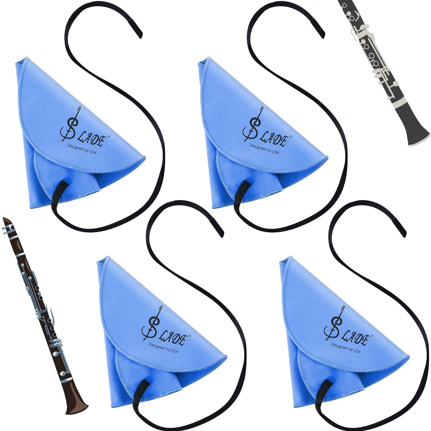 Yinder 8 Pcs Clarinet Swab Cloth Clarinet Cleaner Cleaning Cloth Swab for Inside Tube Suitable Piccolo Flute Sax Saxophone (Blue