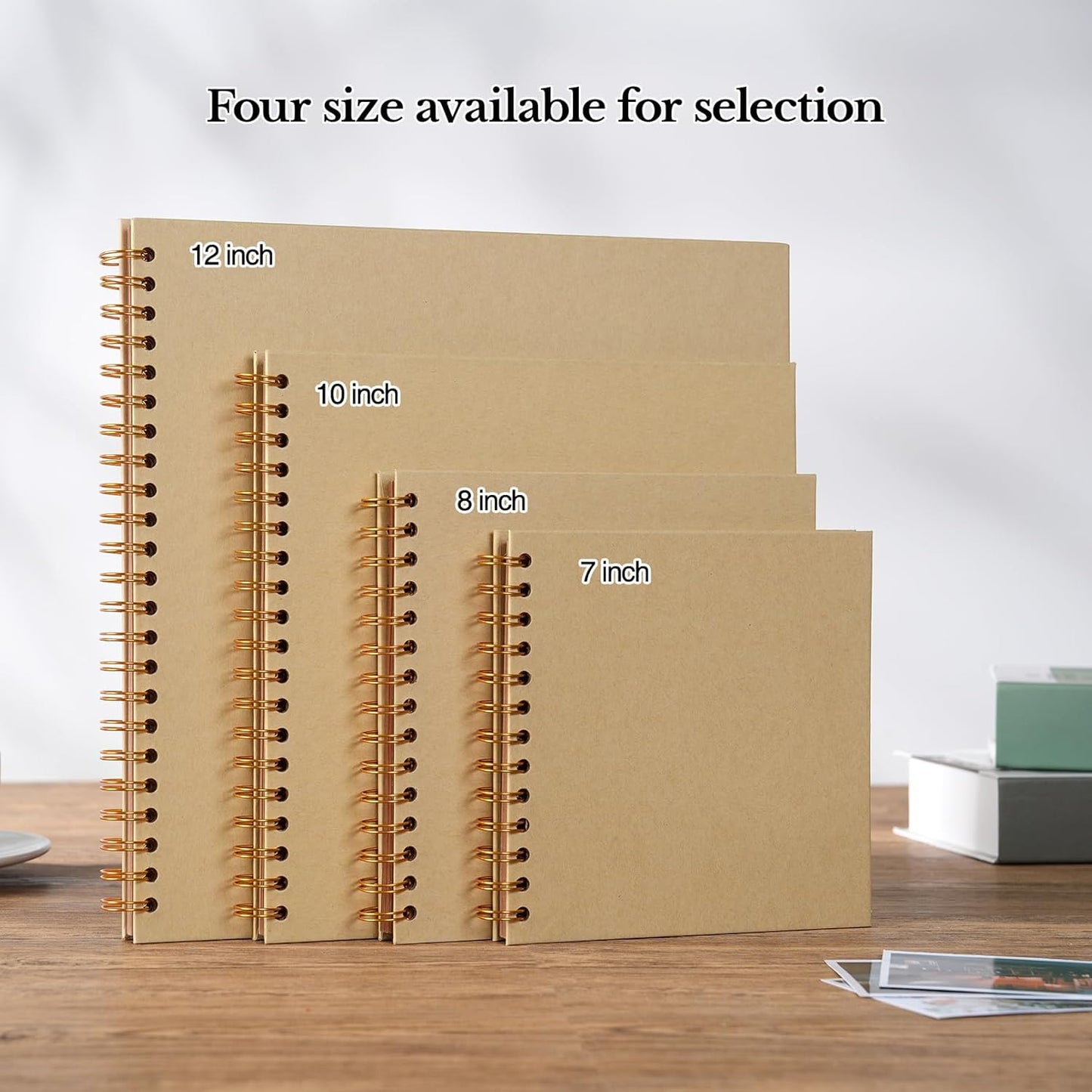 potricher 7 x 7 Inch DIY Scrapbook Album 40 Pages Hardcover Kraft Paper Scrap Book Photo Albums Memory Book for Wedding and Anniversary Family (Yellow, 7 Inch)