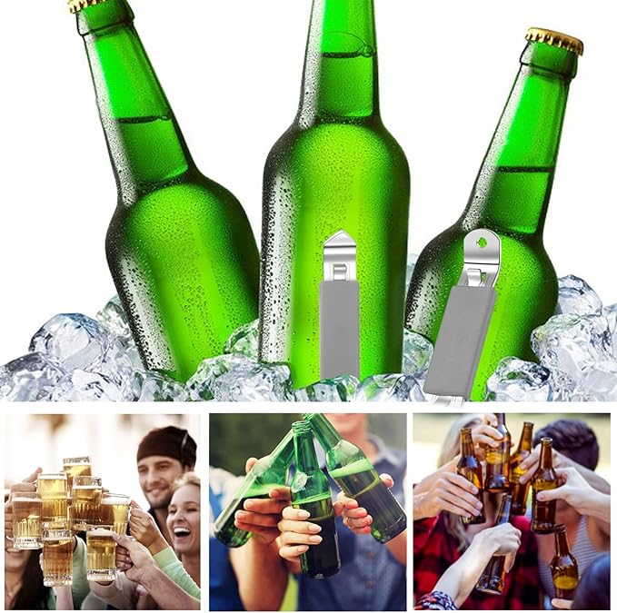3 Pieces Magnetic Bottle Openers Can Opener Classic Beer Opener Stainless Steel Small Bottle Opener Can Tapper with Magnet for Camping and Traveling HANCELANT