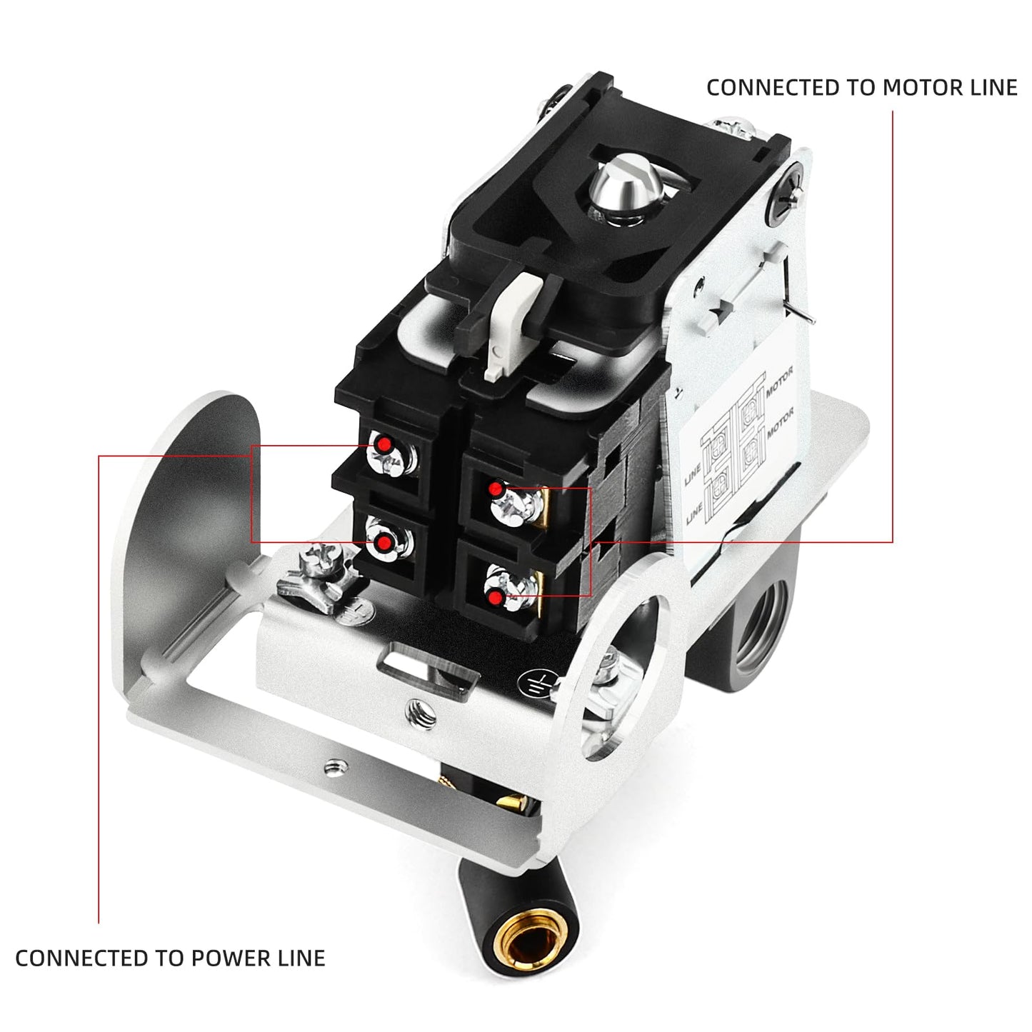 Meanlin Measure Air Compressor Pressure Switch Control Valve 120-155 Psi 110V-240V 4-Way Lateral Port Replacement Parts With Afr