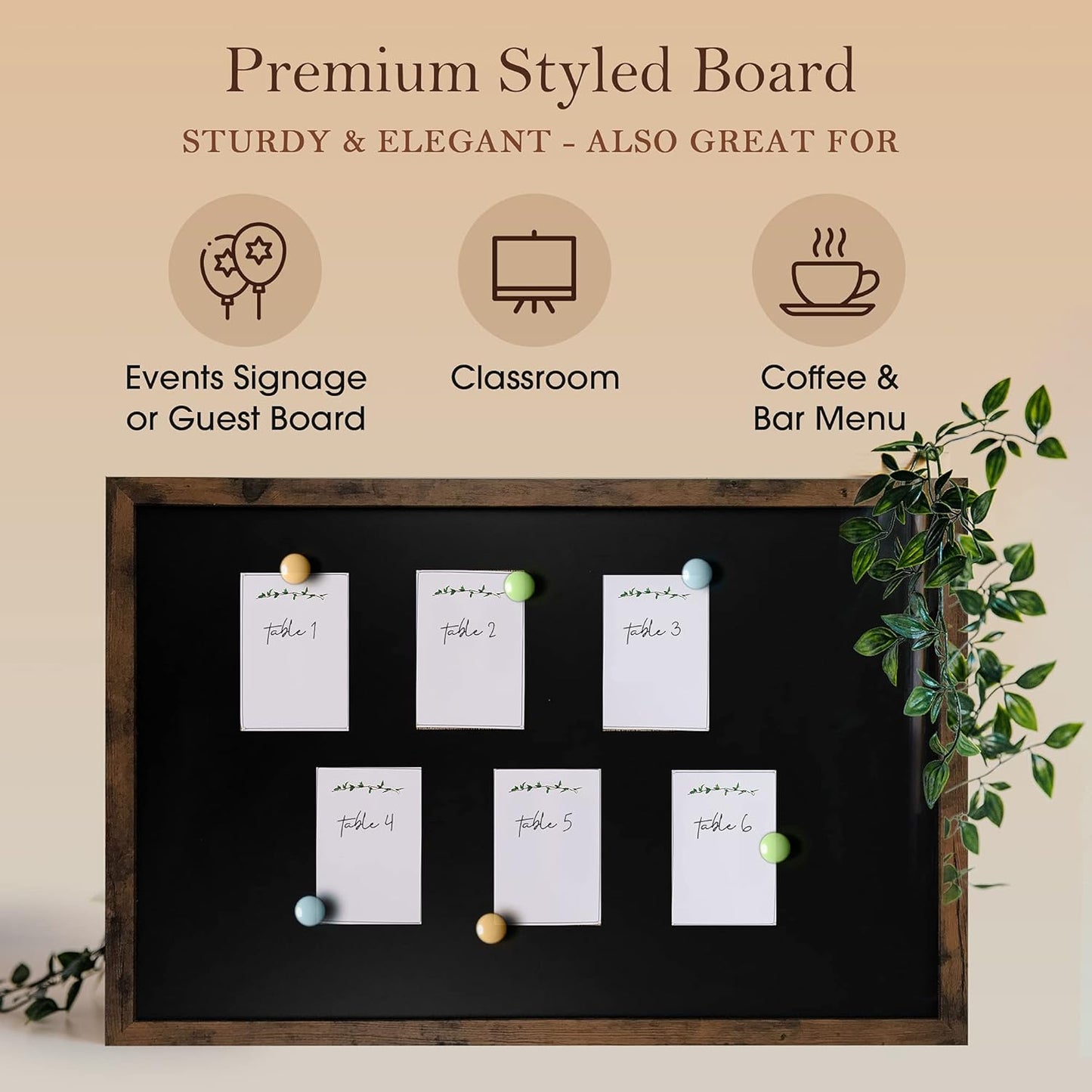 Loddie Doddie Magnetic Chalkboard & Magnet Board - 24" x 36" Rustic Wood Frame - Easy-Erase Stain-Resistant - Hanging Wall Chalkboard