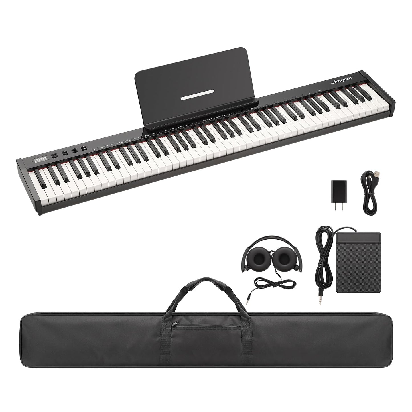 88-Key Portable Electric Keyboard, Lightweight Digital Piano for Daily Practice, Easy to Carry and Store