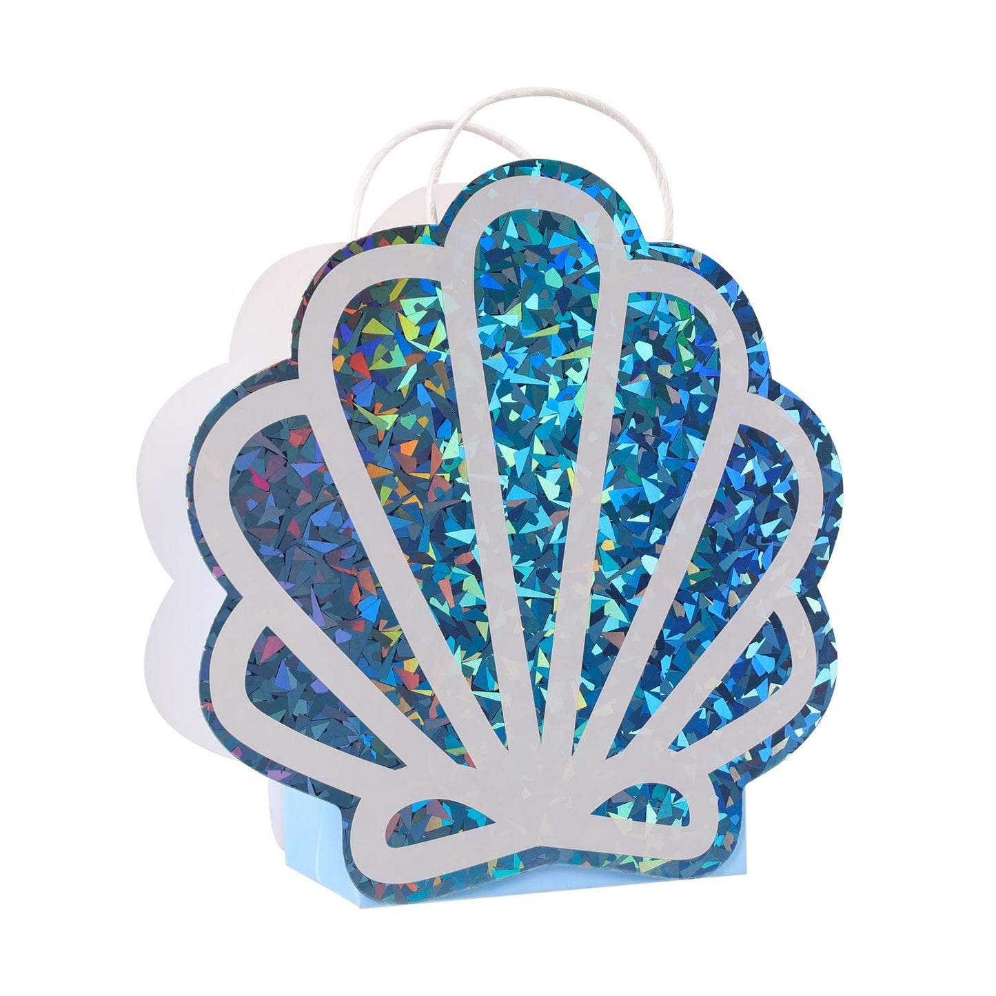 Sariiraw 24 Pack Mermaid Party Favor Bags with Handles, Holographic Seashell Goodie Bags for Under The Sea Theme Party Decorations, Mermaid Birthday, Baby Shower Supplies, 4.7"x3.1"x8.3"