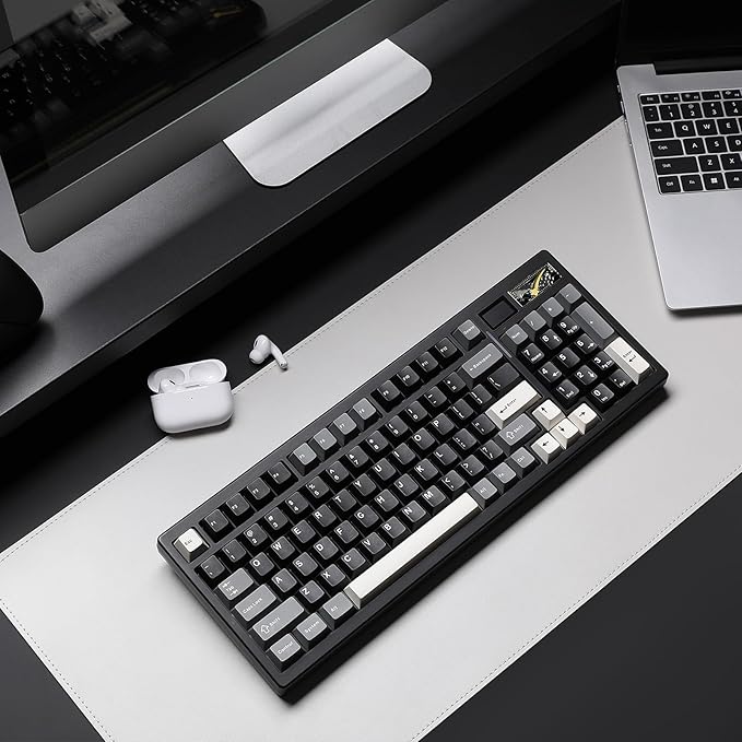 YUNZII IF99 Wireless Mechanical Gaming Keyboard with Smart LCD Display, QMK/VIA Programmable BT/2.4G/USB-C Gasket Mounted Hot Swap RGB 96% Layout for Mac/Win (Black, Gateron Zero Switch)