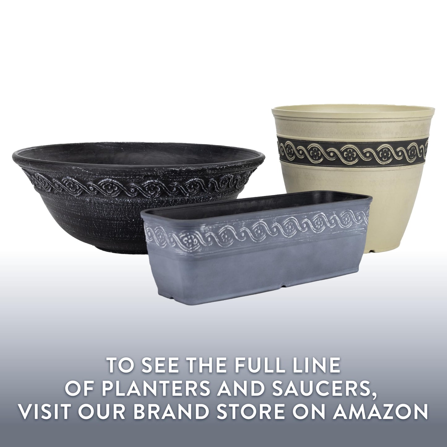 Classic Home and Garden Corinthian Resin Planter Pot - Outdoor & Indoor Plant Pot - Round Planter for Plants & Flowers (8" Oil Rubbed Bronze, Pack of 1)