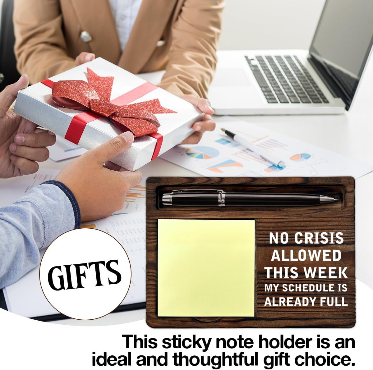 Funny Boss Gifts for Women Men, Gag Gifts for Boss Leader Boss's Day Birthday, No Crisis Allowed This Week My Schedule is Already Full Sticky Note Holder Office Cubicle Decor