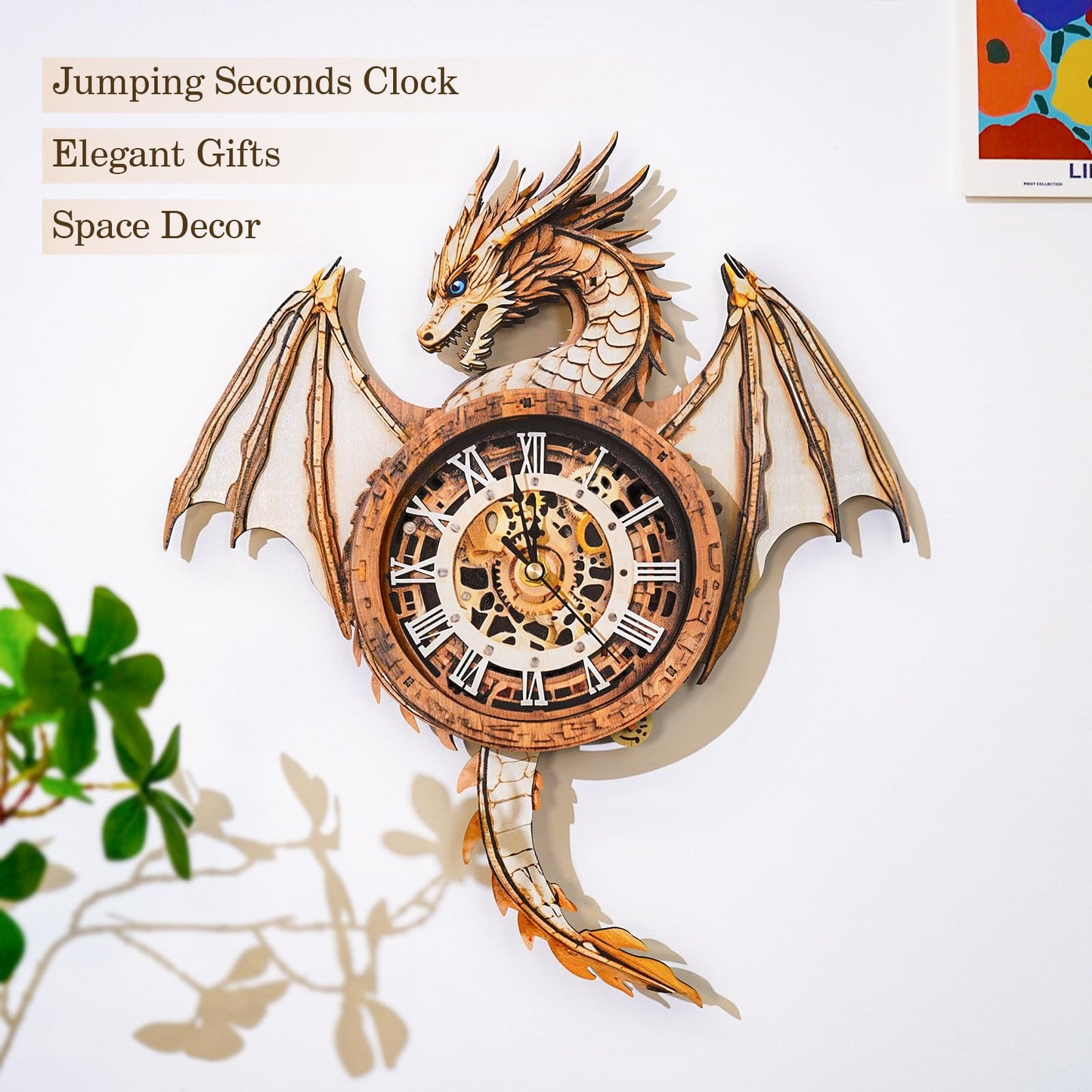 3D Wooden Puzzles for Adults – Dragon Clock 3D Puzzles Art and Craft Kits, Unique Shape Wood Clock for Adults, Handmade Model Building Kit DIY Hobbies, Gifts for Family, Wall Art Home Decor