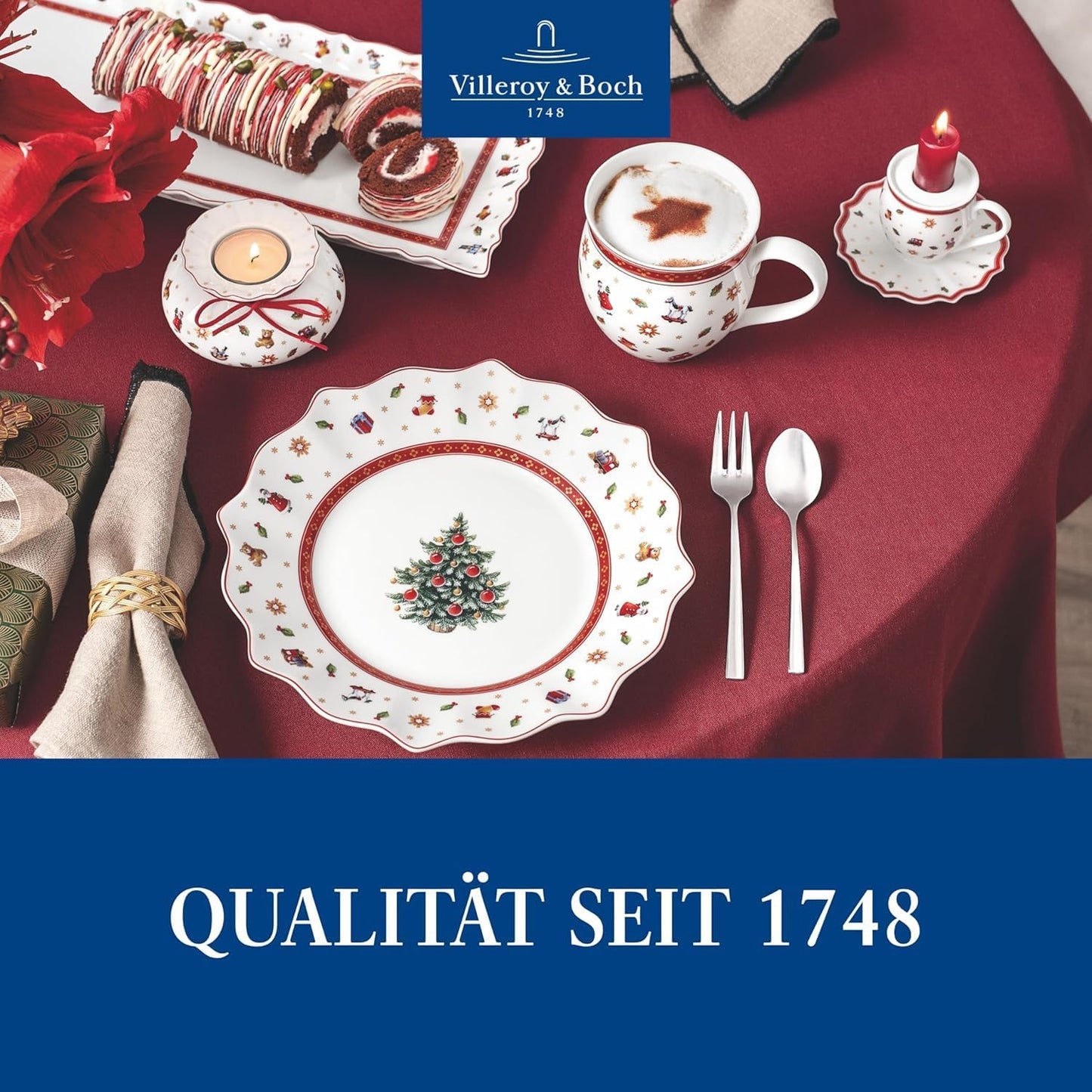 Villeroy & Boch Toy's Delight Breakfast for 2, Premium Porcelain, Red and White, Set of 6 pieces