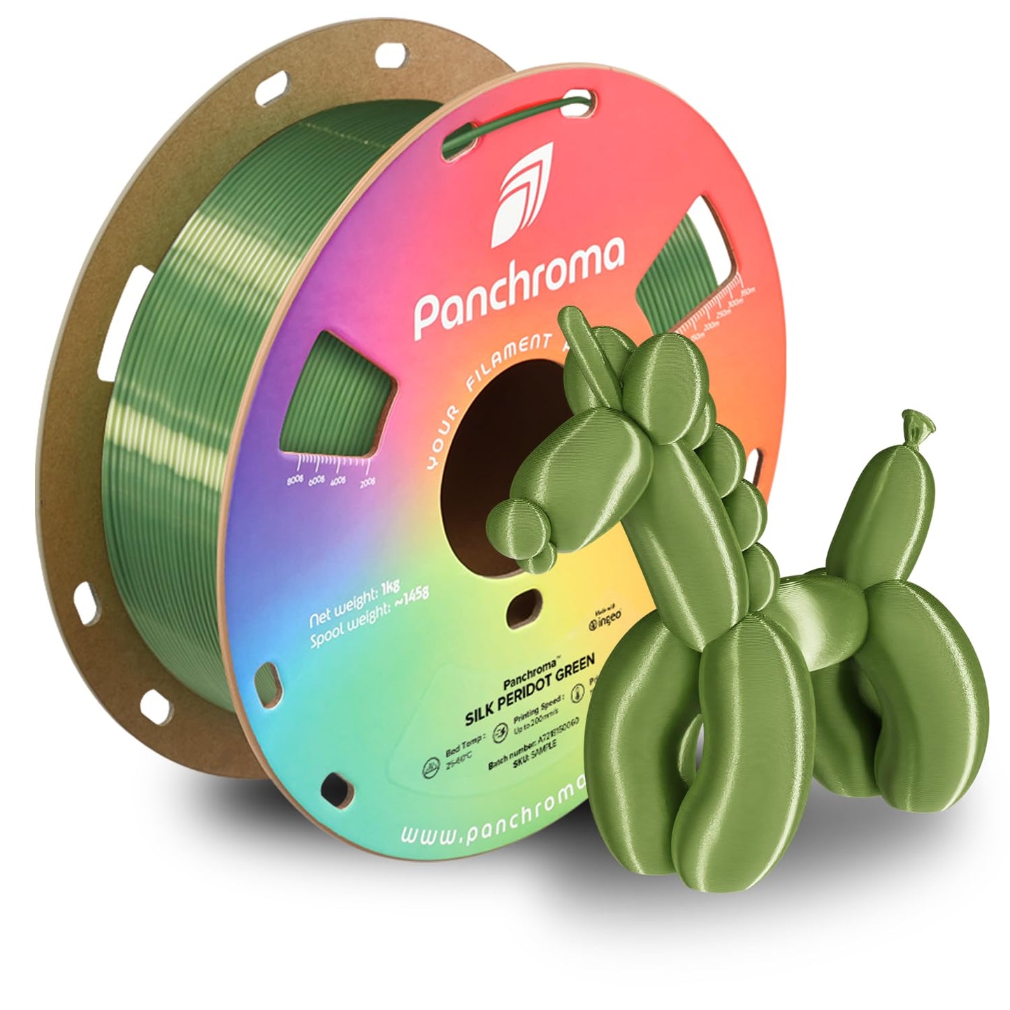 Polymaker Panchroma Silk PLA Filament 1.75mm 1kg, Shiny Peridot Green, New and Improved Formula, Better Strength, Printing Speed