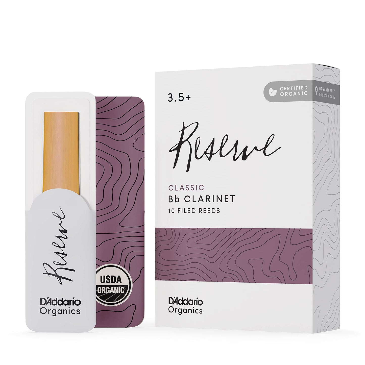 DAddario Organic Reserve Bb Clarinet Reeds - Reeds for Clarinet - Individually Sealed - 3.0 Strength, 25 Pack