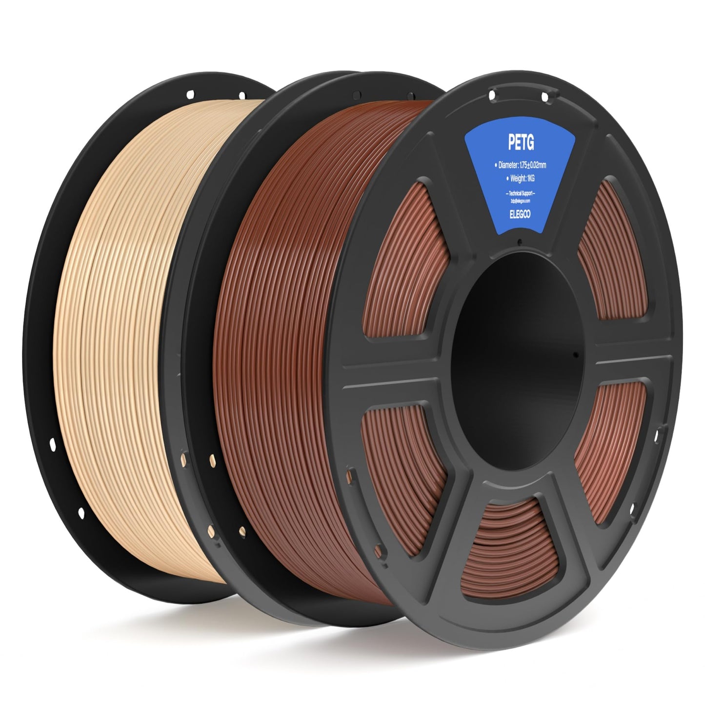 ELEGOO PETG Filament 1.75mm Brown & Beige 2KG, 3D Printer Filament Dimensional Accuracy +/- 0.02 mm, 2pcs 1kg Spool(2.2lbs) Fits