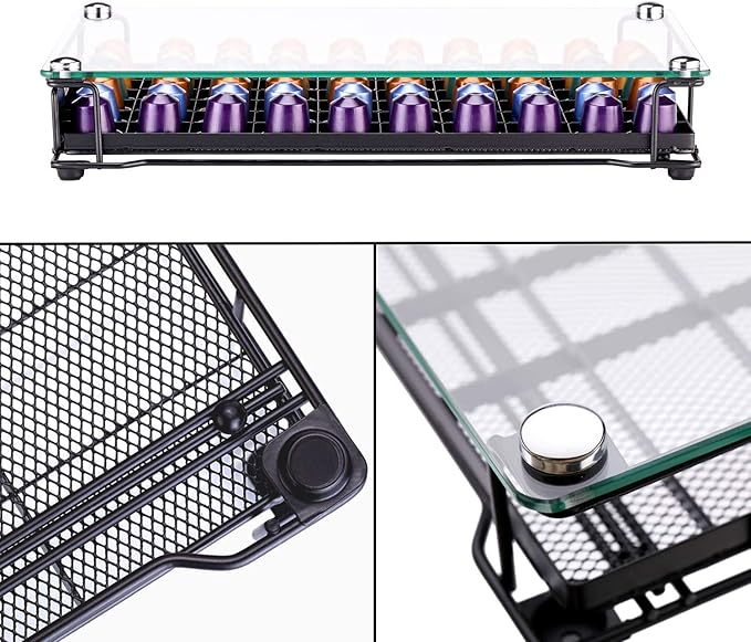 Rice rat Coffee Pod Storage Holder Capsules Originaline Drawer Organizer, Crystal Tempered Glass (60 pods)