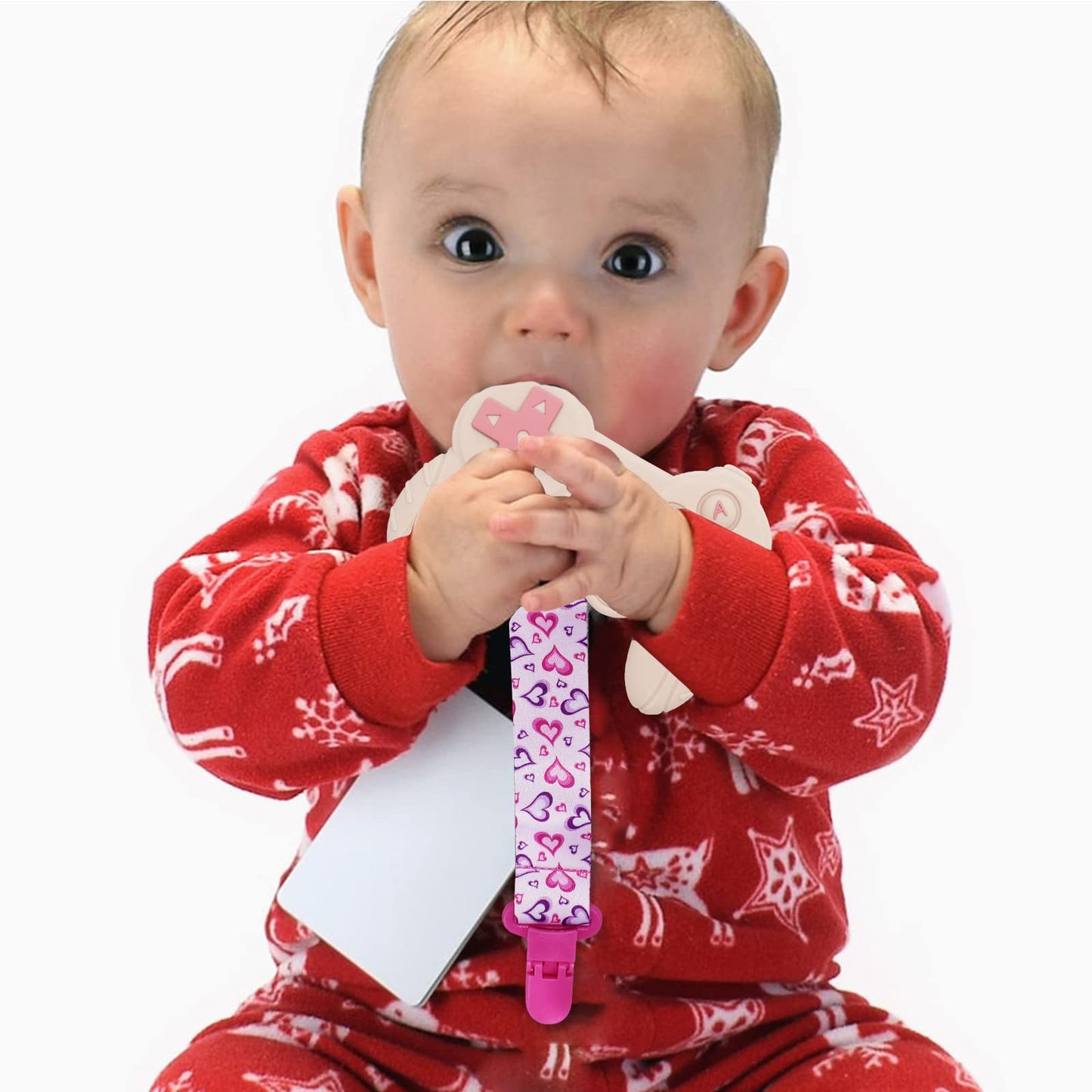 Cool Remote Game Control Teething Toy for Babies 0-6 6-12 Months,Game Controller Teether for Gamer Parents,Baby's First Valentines Day Gifts,Silicone Remote Chew Toys(Pink