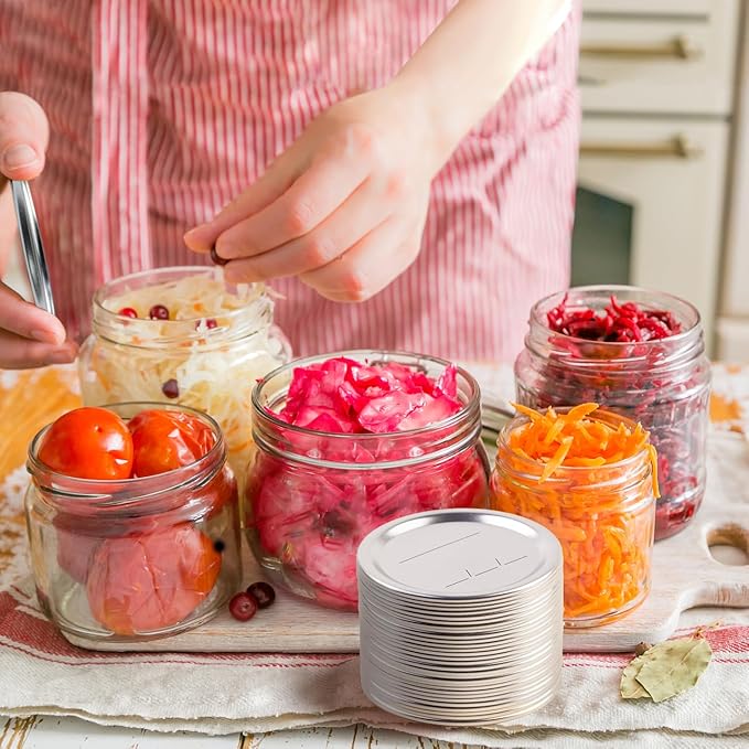 200 PCS Canning Lids Regular Mouth,2.76in Regular Mouth Mason Jar Lids,Ball Jar with Lids with Leak proof Airtight Seal Rust Proof Split,Regular Mason Jars Food Grade,Canning Food DIY