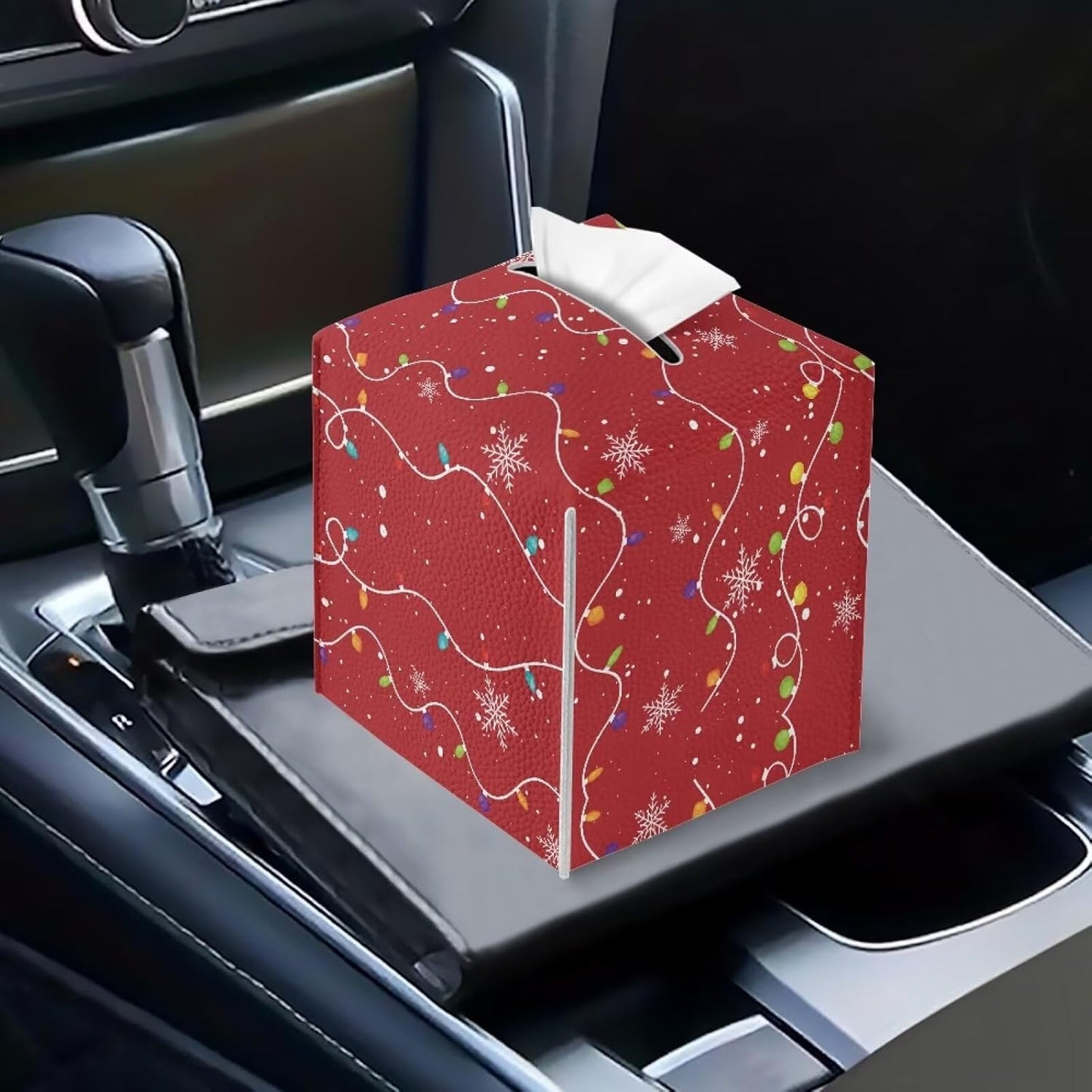 Christmas Tissue Box Cover Square Snowman Decorative Tissue Box Cover Holder Waterproof Soft PU Leather Tissue Holder Case Dispenser for Bathroom Cute Home Decor Easy to Carry 5x5x5 Inch