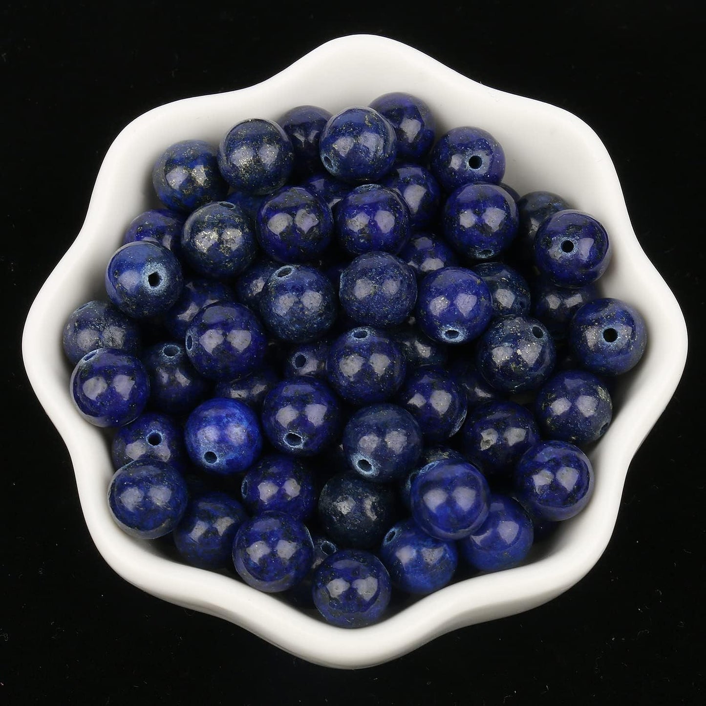 10mm Lapis Lazuli Beads for Bracelets, Blue Stone Beads Crystal Gemstone for Jewelry Making, Blue Bead Art Crafts for Adult DIY Bracelet Making About 35pcs