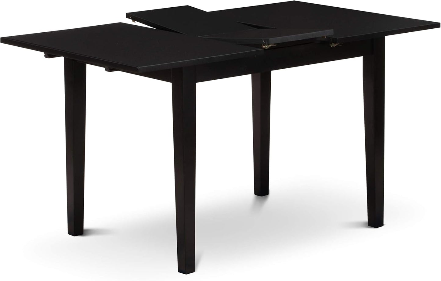 East West Furniture NOCE3-BLK-21 3 Piece Dining Table Set Contains a Rectangle Dining Room Table with Butterfly Leaf and 2 Mineral Blue Linen Fabric Parsons Chairs, 32x54 Inch, Black