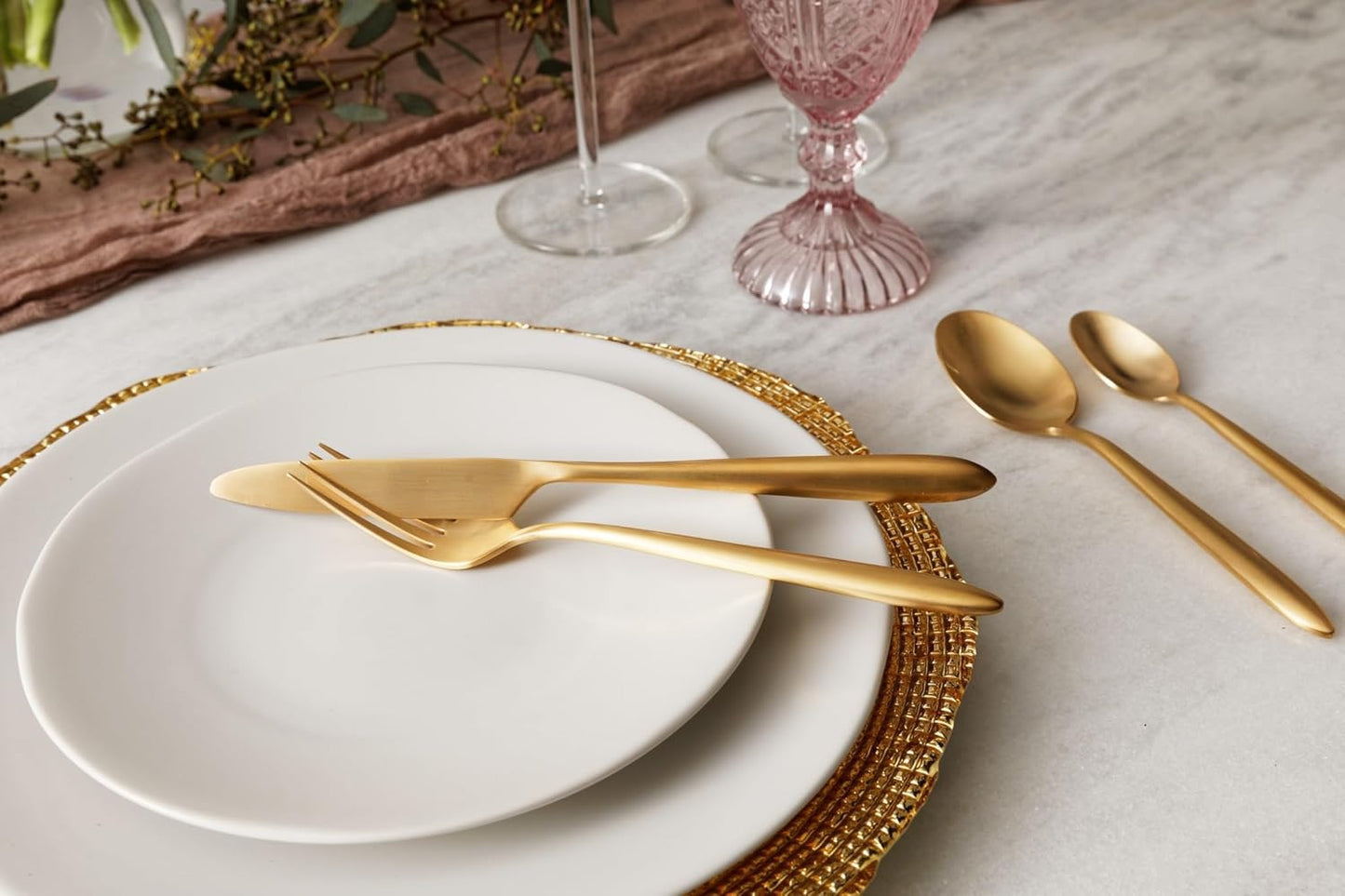 Fortessa Velo Brushed Flatware Set, 20-Piece, Brushed Gold