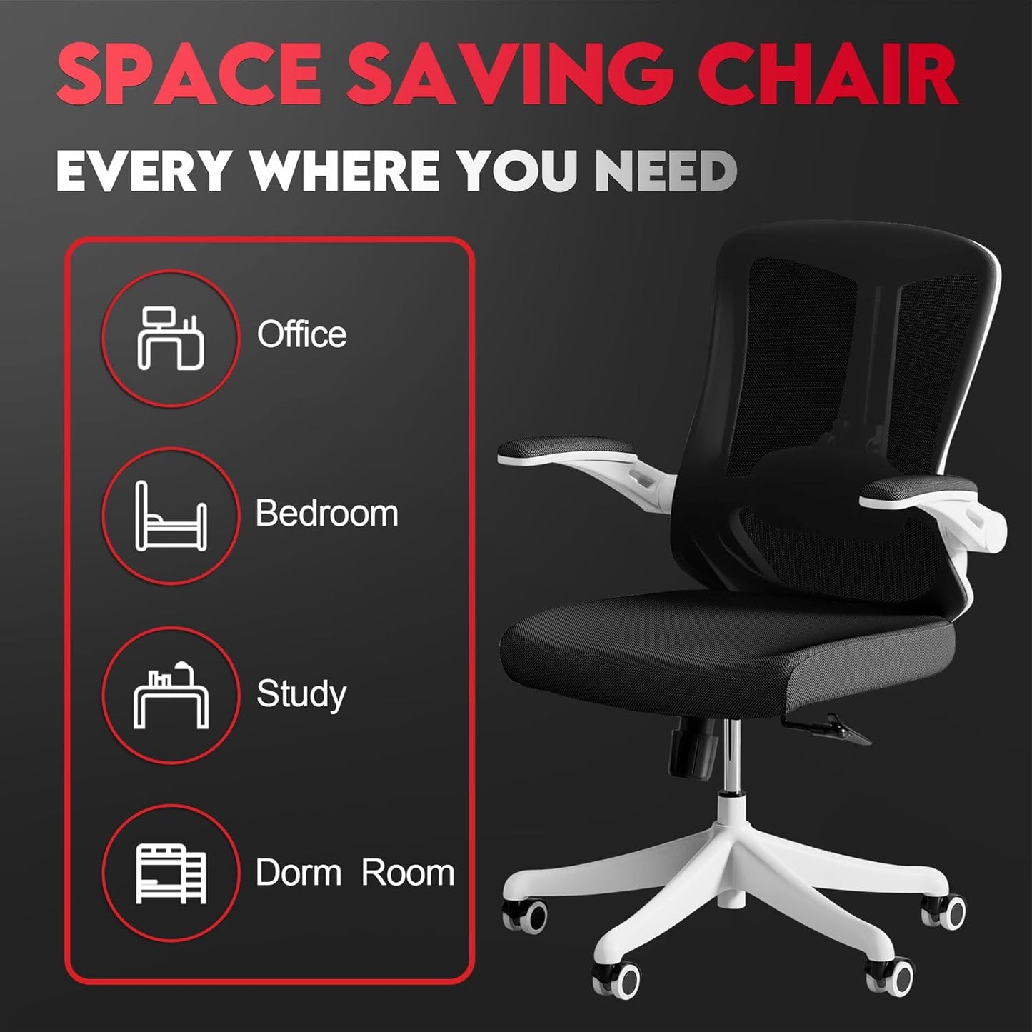 Ergonomic Office Chair - Comfy Desk Chairs with Wheels and Arms, 400LB Heavy Duty Mesh Computer Chairs with Comfortable Lumbar Back Support for Home Office, Study, Bedroom and College Dorm