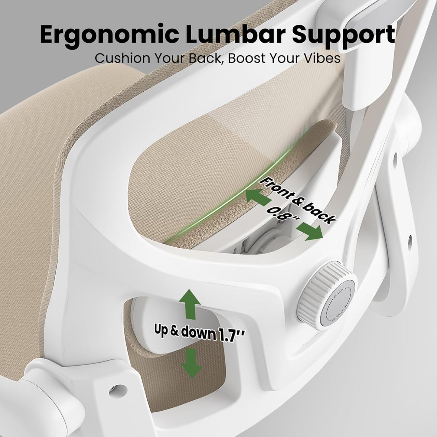 Ergonomic Office Chair, Comfy Home Office Chair High Back Computer Chair with Headrest, Adjustable Back Support, Flip-Up Arms, 90-120° Tilt and Wide Cushion, Up to 300lbs, Khaki+White