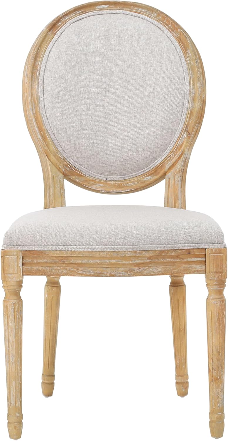 Christopher Knight Home Phinnaeus Polyester Beige Fabric Dining Chair (Set of 2), 2-Pcs Set